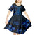 Blue Polynesia Shark Tattoo Kid Short Sleeve Dress With Polynesian Plumeria LT14 - Polynesian Pride