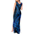 Blue Polynesia Shark Tattoo Tank Maxi Dress With Polynesian Plumeria LT14 - Polynesian Pride