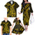 Gold Polynesia Shark Tattoo Family Matching Off Shoulder Long Sleeve Dress and Hawaiian Shirt With Polynesian Plumeria LT14 - Polynesian Pride