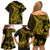 Gold Polynesia Shark Tattoo Family Matching Off Shoulder Short Dress and Hawaiian Shirt With Polynesian Plumeria LT14 - Polynesian Pride