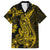 Gold Polynesia Shark Tattoo Family Matching Off Shoulder Short Dress and Hawaiian Shirt With Polynesian Plumeria LT14 Dad's Shirt - Short Sleeve Gold - Polynesian Pride