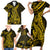 Gold Polynesia Shark Tattoo Family Matching Short Sleeve Bodycon Dress and Hawaiian Shirt With Polynesian Plumeria LT14 - Polynesian Pride