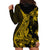 Gold Polynesia Shark Tattoo Hoodie Dress With Polynesian Plumeria LT14 - Polynesian Pride