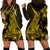 Gold Polynesia Shark Tattoo Hoodie Dress With Polynesian Plumeria LT14 - Polynesian Pride