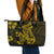 Gold Polynesia Shark Tattoo Leather Tote Bag With Polynesian Plumeria LT14 - Polynesian Pride