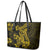 Gold Polynesia Shark Tattoo Leather Tote Bag With Polynesian Plumeria LT14 - Polynesian Pride