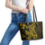 Gold Polynesia Shark Tattoo Leather Tote Bag With Polynesian Plumeria LT14 - Polynesian Pride