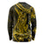 Gold Polynesia Shark Tattoo Long Sleeve Shirt With Polynesian Plumeria LT14 - Polynesian Pride