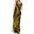 Gold Polynesia Shark Tattoo Tank Maxi Dress With Polynesian Plumeria LT14 - Polynesian Pride