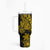 Gold Polynesia Shark Tattoo Tumbler With Handle With Polynesian Plumeria