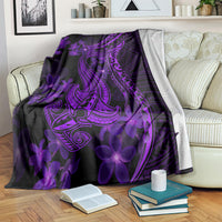 Purple Polynesia Shark Tattoo Blanket With Polynesian Plumeria LT14 - Polynesian Pride