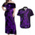 Purple Polynesia Shark Tattoo Couples Matching Off Shoulder Maxi Dress and Hawaiian Shirt With Polynesian Plumeria LT14 Purple - Polynesian Pride