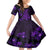 Purple Polynesia Shark Tattoo Family Matching Off Shoulder Short Dress and Hawaiian Shirt With Polynesian Plumeria LT14 Daughter's Dress Purple - Polynesian Pride