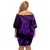 Purple Polynesia Shark Tattoo Family Matching Off Shoulder Short Dress and Hawaiian Shirt With Polynesian Plumeria LT14 - Polynesian Pride