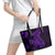 Purple Polynesia Shark Tattoo Leather Tote Bag With Polynesian Plumeria LT14 - Polynesian Pride