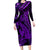 Purple Polynesia Shark Tattoo Long Sleeve Bodycon Dress With Polynesian Plumeria LT14 Long Dress Purple - Polynesian Pride