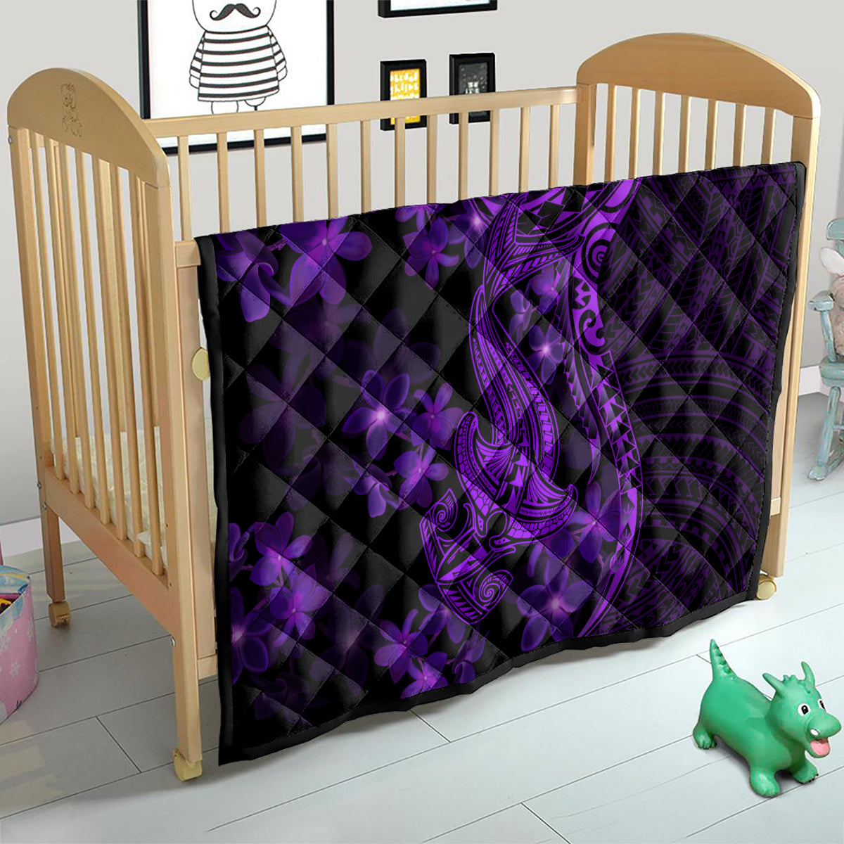 Purple Polynesia Shark Tattoo Quilt With Polynesian Plumeria LT14 - Polynesian Pride