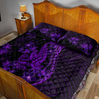 Purple Polynesia Shark Tattoo Quilt Bed Set With Polynesian Plumeria LT14 - Polynesian Pride