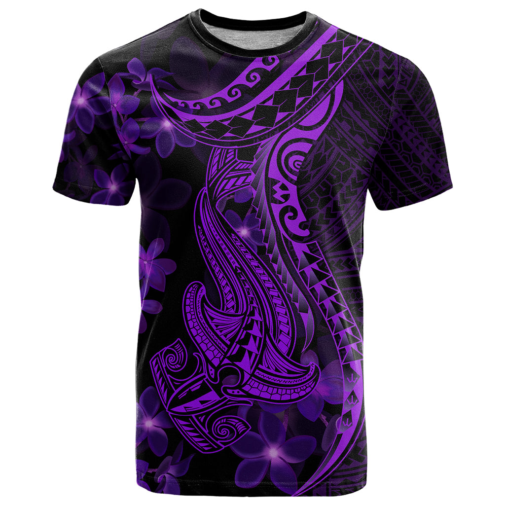 Purple Polynesia Shark Tattoo T Shirt With Polynesian Plumeria LT14 Purple - Polynesian Pride