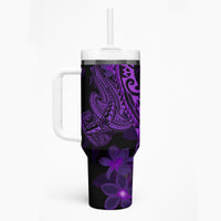 Purple Polynesia Shark Tattoo Tumbler With Handle With Polynesian Plumeria LT14 - Polynesian Pride