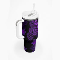 Purple Polynesia Shark Tattoo Tumbler With Handle With Polynesian Plumeria LT14 - Polynesian Pride