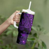 Purple Polynesia Shark Tattoo Tumbler With Handle With Polynesian Plumeria LT14 - Polynesian Pride