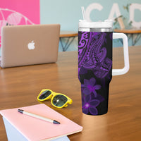 Purple Polynesia Shark Tattoo Tumbler With Handle With Polynesian Plumeria LT14 - Polynesian Pride