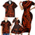 Red Polynesia Family Matching Short Sleeve Bodycon Dress and Hawaiian Shirt Shark Tattoo With Polynesian Plumeria LT14 - Polynesian Pride