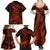 Red Polynesia Family Matching Summer Maxi Dress and Hawaiian Shirt Shark Tattoo With Polynesian Plumeria LT14 - Polynesian Pride