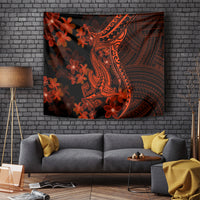 Red Polynesia Tapestry Shark Tattoo With Polynesian Plumeria LT14 Red - Polynesian Pride
