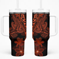 Red Polynesia Tumbler With Handle Shark Tattoo With Polynesian Plumeria LT14 One Size: 40 oz Red - Polynesian Pride