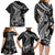 Black Polynesia Family Matching Long Sleeve Bodycon Dress and Hawaiian Shirt Shark Tattoo With Polynesian Plumeria LT14 - Polynesian Pride