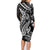 Black Polynesia Family Matching Long Sleeve Bodycon Dress and Hawaiian Shirt Shark Tattoo With Polynesian Plumeria LT14 - Polynesian Pride