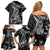 Black Polynesia Family Matching Off Shoulder Short Dress and Hawaiian Shirt Shark Tattoo With Polynesian Plumeria LT14 - Polynesian Pride