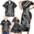 Black Polynesia Family Matching Short Sleeve Bodycon Dress and Hawaiian Shirt Shark Tattoo With Polynesian Plumeria LT14 - Polynesian Pride