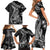 Black Polynesia Family Matching Short Sleeve Bodycon Dress and Hawaiian Shirt Shark Tattoo With Polynesian Plumeria LT14 - Polynesian Pride