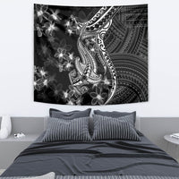 Black Polynesia Tapestry Shark Tattoo With Polynesian Plumeria LT14 - Polynesian Pride