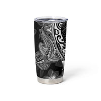 Black Polynesia Tumbler Cup Shark Tattoo With Polynesian Plumeria LT14 - Polynesian Pride