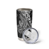 Black Polynesia Tumbler Cup Shark Tattoo With Polynesian Plumeria LT14 - Polynesian Pride