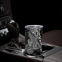 Black Polynesia Tumbler Cup Shark Tattoo With Polynesian Plumeria LT14 - Polynesian Pride