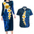 Blue Polynesia Couples Matching Long Sleeve Bodycon Dress and Hawaiian Shirt Plumeria Tropical Leaves With Galaxy Polynesian Art LT14 Blue - Polynesian Pride