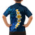 Blue Polynesia Family Matching Off Shoulder Long Sleeve Dress and Hawaiian Shirt Plumeria Tropical Leaves With Galaxy Polynesian Art LT14 - Polynesian Pride