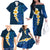 Blue Polynesia Family Matching Off Shoulder Long Sleeve Dress and Hawaiian Shirt Plumeria Tropical Leaves With Galaxy Polynesian Art LT14 - Polynesian Pride