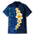 Blue Polynesia Family Matching Off Shoulder Long Sleeve Dress and Hawaiian Shirt Plumeria Tropical Leaves With Galaxy Polynesian Art LT14 - Polynesian Pride