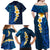 Blue Polynesia Family Matching Off Shoulder Maxi Dress and Hawaiian Shirt Plumeria Tropical Leaves With Galaxy Polynesian Art LT14 - Polynesian Pride