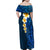 Blue Polynesia Family Matching Off Shoulder Maxi Dress and Hawaiian Shirt Plumeria Tropical Leaves With Galaxy Polynesian Art LT14 - Polynesian Pride