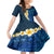 Blue Polynesia Family Matching Off Shoulder Short Dress and Hawaiian Shirt Plumeria Tropical Leaves With Galaxy Polynesian Art LT14 Daughter's Dress Blue - Polynesian Pride