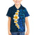 Blue Polynesia Family Matching Off Shoulder Short Dress and Hawaiian Shirt Plumeria Tropical Leaves With Galaxy Polynesian Art LT14 Son's Shirt Blue - Polynesian Pride