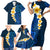 Blue Polynesia Family Matching Short Sleeve Bodycon Dress and Hawaiian Shirt Plumeria Tropical Leaves With Galaxy Polynesian Art LT14 - Polynesian Pride