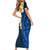 Blue Polynesia Family Matching Short Sleeve Bodycon Dress and Hawaiian Shirt Plumeria Tropical Leaves With Galaxy Polynesian Art LT14 - Polynesian Pride